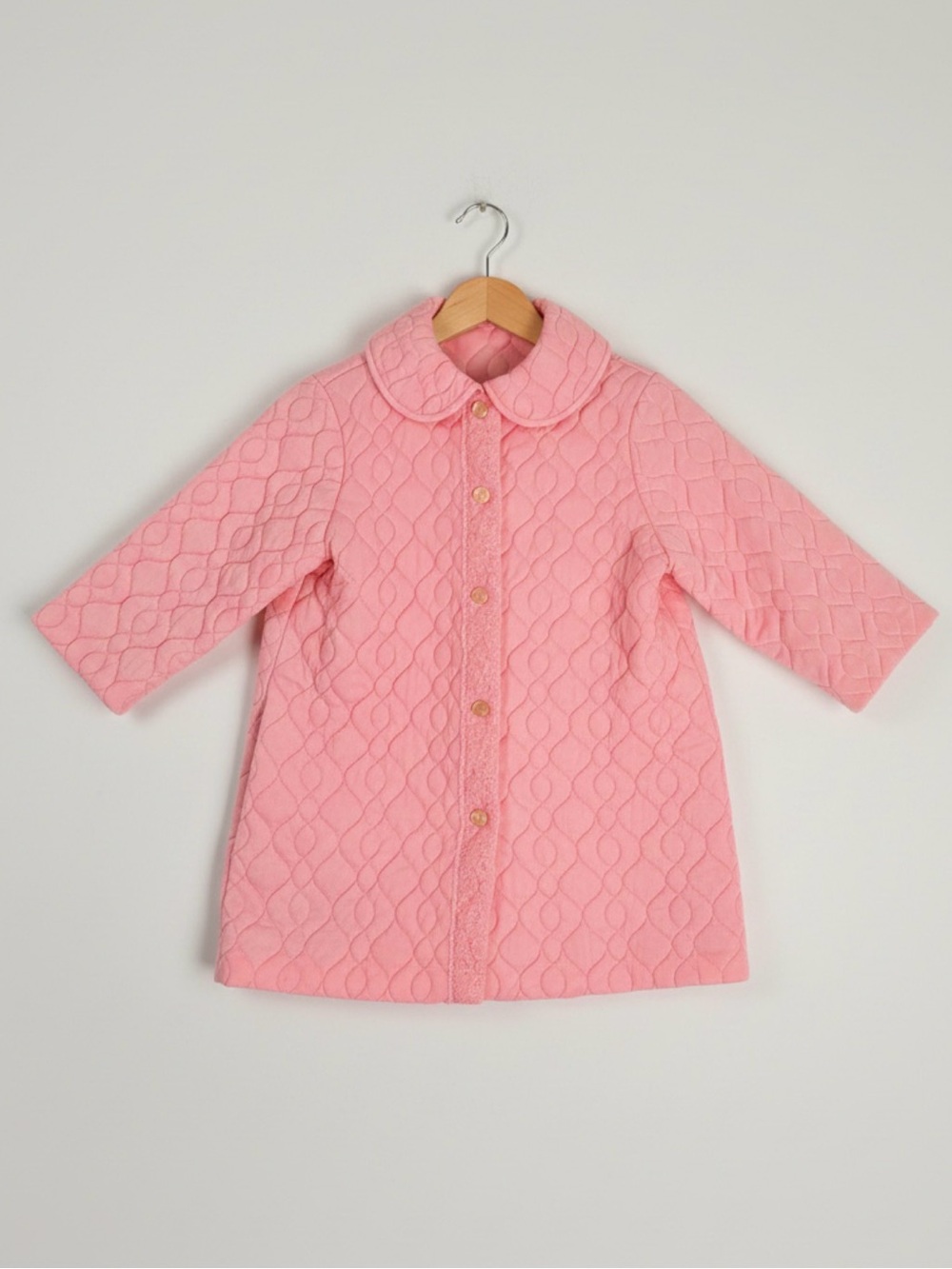 Women’s Vintage Mod‎ 60s Mid Century Baby Pink Quilted House Coat Robe